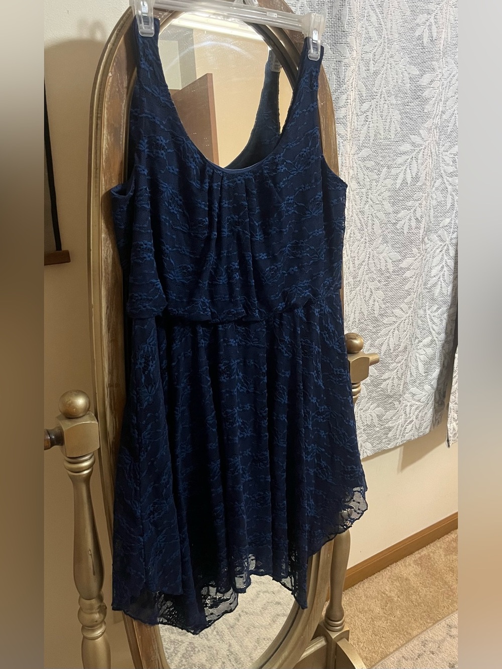 Navy Lace Asymmetrical Sundress - Women's